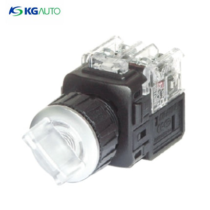 KG AUTO Selector Switch, Illuminated, 2-Position, Aluminum, Flush-Mount, Ø25mm, Momentary, White, KGT-J2R2D2W, DC12V/24V 2a2b