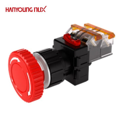 HANYOUNG Emergency Stop Switch, Ø25, Non-Illuminated, Reset Type, Red, MRE-NR2R 2a2b