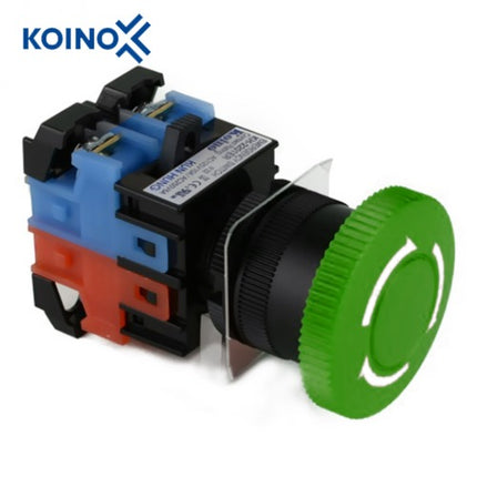 KOINO Push Button Switch, Non-Illuminated, Ø22mm, Green, 1a1b Contact KH-2201ER-11G