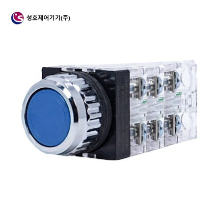 SUNGHO Push Button Switch, Non-Illuminated, Ø25, Blue, 3a3b SHPR-25B-3BU