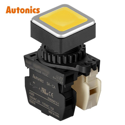 AUTONICS Push Button Switch, Non-Illuminated, Momentary, Ø30mm, Yellow, 1a1b SQ3PFS-P1YAB