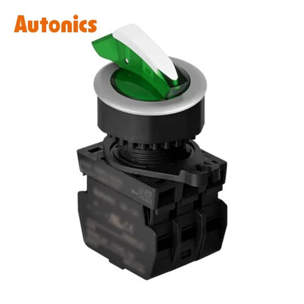 AUTONICS Selector Switch, Illuminated, Ø30, Long Lever, 3-Position, Return from Both Sides, Green, A2, DC S3SFN-L6G2AD