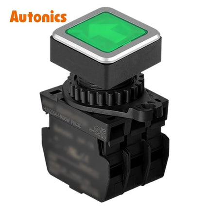 AUTONICS Push Button Switch, Illuminated, Momentary, Ø30mm, Green, A2, AC SQ3PFS-P3GU2ALM