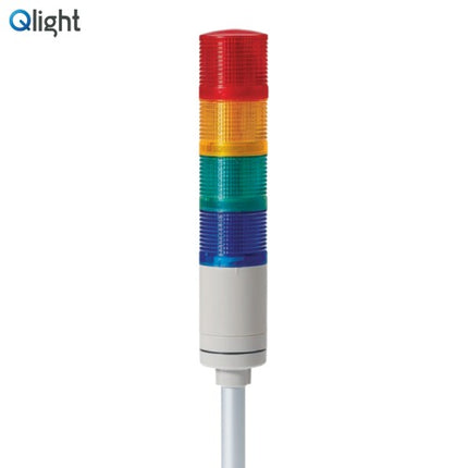 QLIGHT Signal Tower Light, Steady/Flashing Type, 50mm, 4-Tier, DC12V QTGA50LF-4-12-RAGB