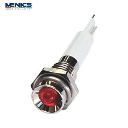 MENICS LED Indicator Light, Ø6mm, Standard, Protruding Type, DC24V, Red (Pack of 40) M06P-24R