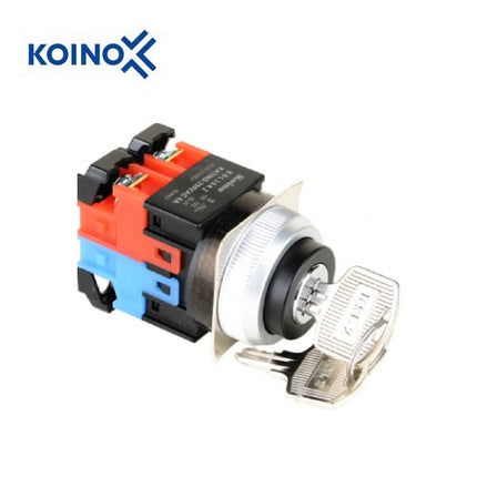 KOINO Key Selector Switch, 2-Position, Manual Return, KSL30K2-11 1a1b