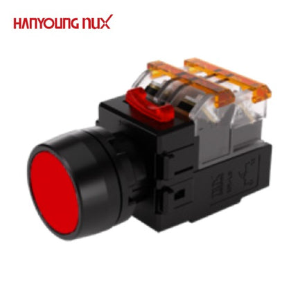 HANYOUNG Push Button Switch, Illuminated, Ø22mm, Red, MRX-TM1A0R, AC100-240V 1a1b
