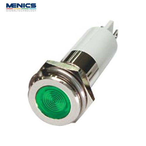 MENICS LED Indicator Light, Ø16mm, High-Brightness, IP67, Flat Type, DC3V, Green (Pack of 20) S16F-03G