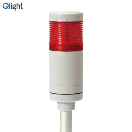 QLIGHT Signal Tower Light, Steady/Flashing Type, 50mm, 1-Tier, DC12V, Red QTG50LF-1-12-R