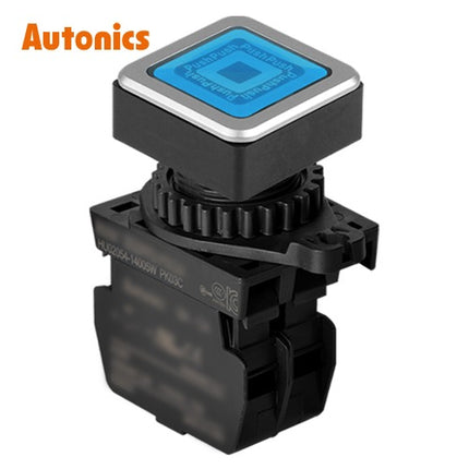 AUTONICS Push Button Switch, Illuminated, Momentary, Ø30mm, Blue, A1, AC SQ3PFS-P3BALM