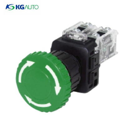 KG AUTO Emergency Stop Switch, Ø25, Non-Illuminated, Green, KGE-J4R2G 2a2b