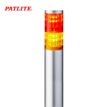 PATLITE Signal Tower Light, Ø40, 2-Tier, Silver Body, LED, Round Bracket, DC24V LR4-202PJNU-RY
