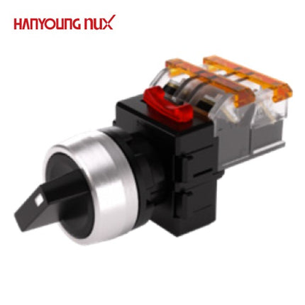 HANYOUNG Selector Switch, 3-Position, Ø22, Maintained, Black, MRS-R3A2 2a2b