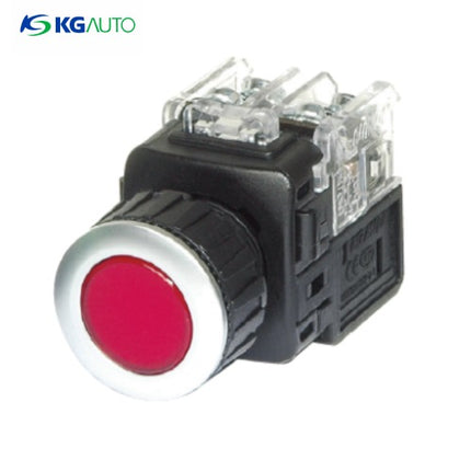 KG AUTO Push Button Switch, Illuminated, Ø25mm, Red, Momentary, KGX-JMV21R, AC 110V/220V 1a1b