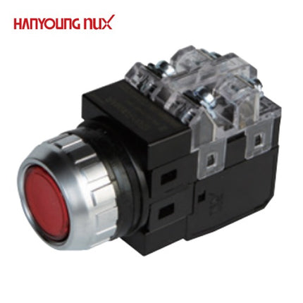HANYOUNG Push Button Switch, Illuminated, Ø30mm, Red, AC100-240V CRX-F30AAR