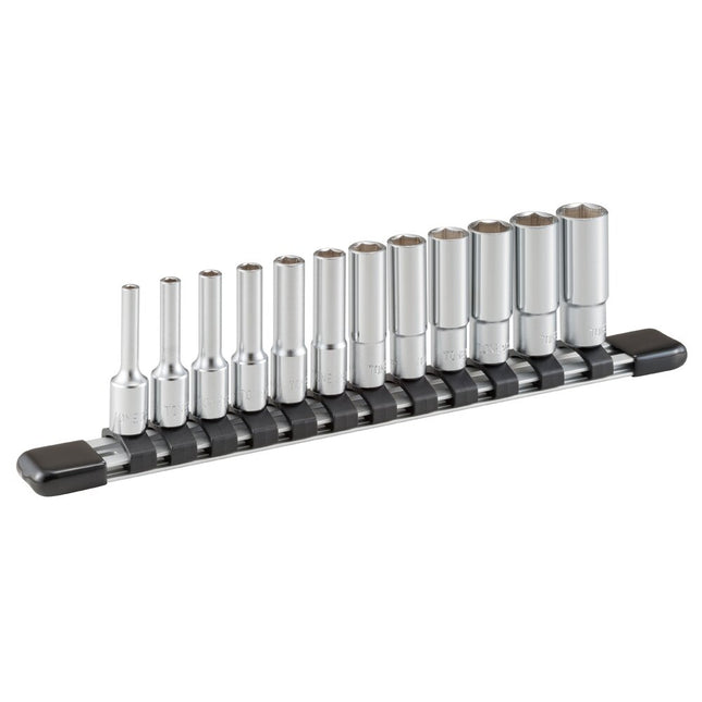 TONE 1/4" Drive 6-Point Long Hand Socket Set HSL212