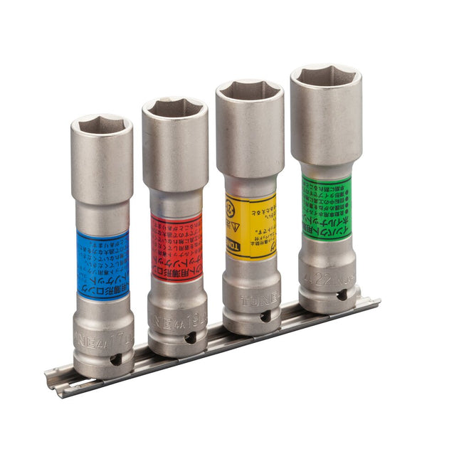 TONE 1/2" Drive Impact 6-Point Long Wheel Nut Socket Set HA404LN