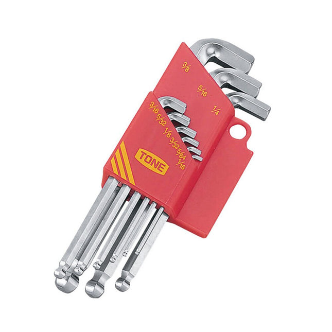 TONE Short-Neck Ball Point Hex Key Set (Inch/BSB900S)