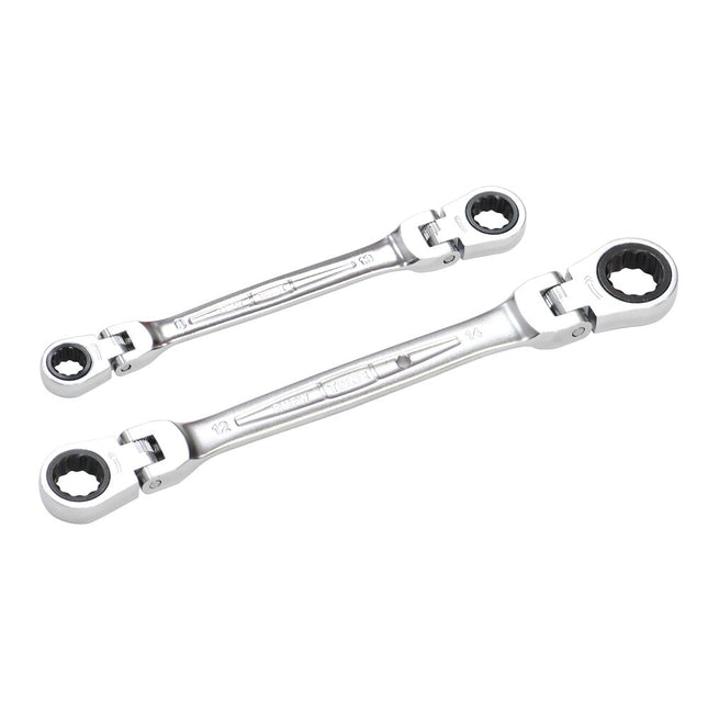 TONE Double Flex-Head Ratcheting Box Wrench Set RMFW200