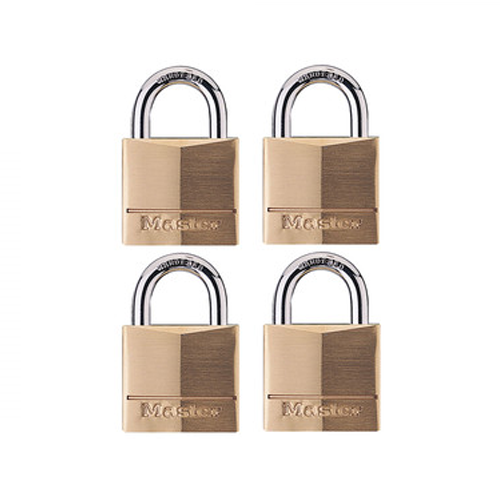 MASTER LOCK Model No. 140Q  1-9/16in (40mm) Wide Solid Brass Body Padlock; 4 Pack