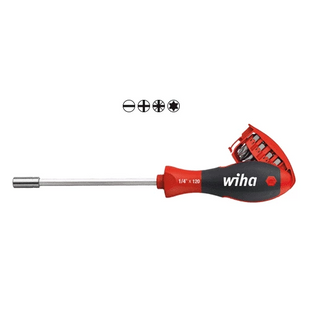 [WIHA] Screwdriver with bit magazine magnetic   assorted with 8 bits, 1/4" 3809 01 01 | 210-6973