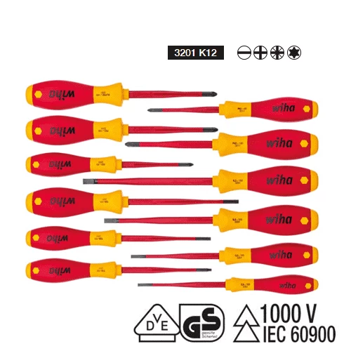 [WIHA] Screwdriver set SoftFinish® electric slimFix   assorted 12-pcs.3201 K12 | 210-7583