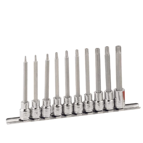 [GENIUS TOOLS] 10 Piece 3/8″ Dr. Tamperproof Star Bit Socket Set(Long) BS-310TAL  | 200-7584