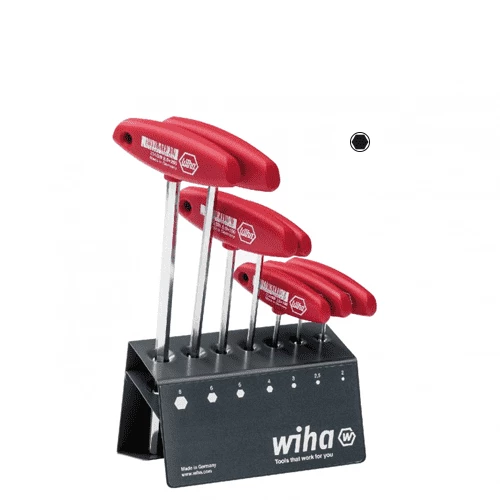 [WIHA] L-key with T-handle set   Hex in work bench stand 7-pcs brilliant nickel-plated 334 VB | 210-1631