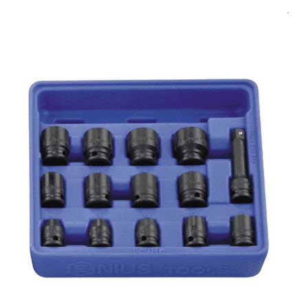 [GENIUS TOOLS] 14 Piece 3/8″ Dr. Metric Impact Socket Set Cr-Mo IS-314M | 200-8635