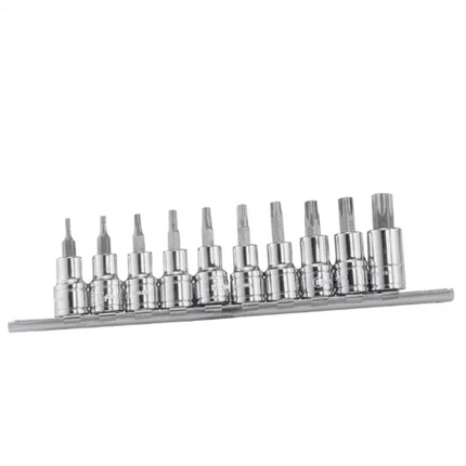 [GENIUS TOOLS] 10 Piece 3/8″ Dr. Tamperproof Star Bit Socket Set BS-310TA  | 200-7575