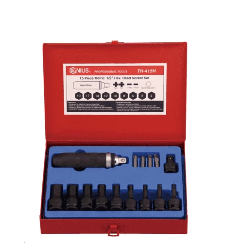 [GENIUS TOOLS] 15 Piece 1/2″ Dr. Metric Hex Head Driver Set TH-415H | 200-7229