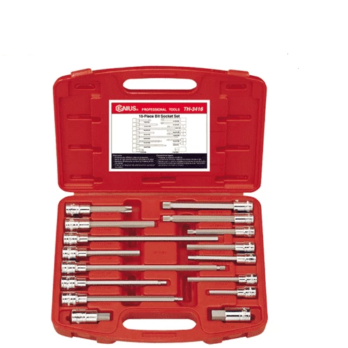 [GENIUS TOOLS] 16 Piece Â 3/8″ & 1/2″ Dr. Auto Repair Bit Socket Set TH-3416 | 200-7681