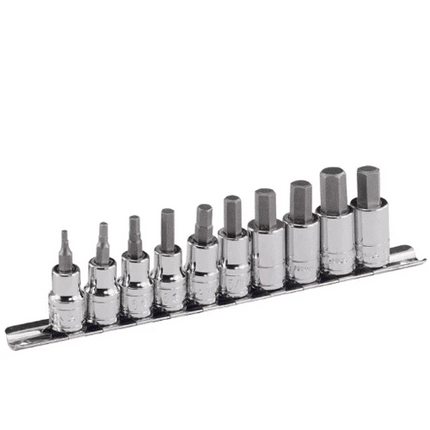 [GENIUS TOOLS] 10 Piece 3/8″ Dr. Metric Hex Bit Socket Set BS-310HM | 200-7593