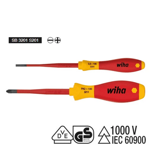 [WIHA] Screwdriver set SoftFinish® electric slimFix   Slotted, Phillips, 2-pcs. in blister pack, SB 3201 S201 | 210-8078