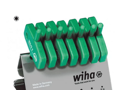 [WIHA] L-key with key handle set TORX® in work bench stand, 7 pcs., black oxidised 365 VB | 210-2171