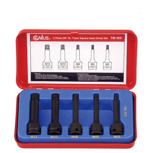 [GENIUS TOOLS] 5 Piece 3/8″ Dr. Triple Square Head Driver Set TM-305 | 200-7627