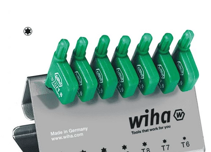 [WIHA] L-key with flag handle set   TORX® in work bench stand, 7 pcs., black oxidised  370 VB | 210-2269