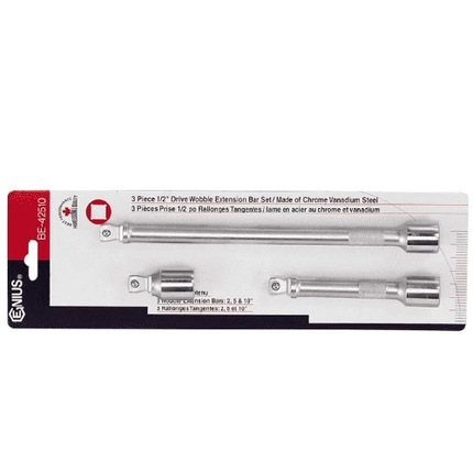 [GENIUS TOOLS] 3 Piece 1/2″ Dr. Wobble Extension Bar Set BE-42510 | 200-6789