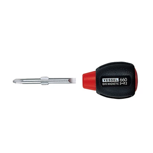 VESSEL Cushion Grip Screwdriver (Stubby Type) No.660 (Reversible blade Slotted 5/Ph No.2)
