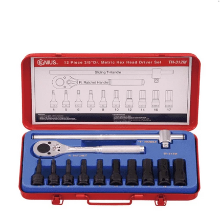 [GENIUS TOOLS] 12 Piece 3/8″ Dr. Metric Hex Head Driver Set TH-312M   | 200-7715