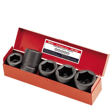 [GENIUS TOOLS] 5 Piece 1″ Dr. Metric Impact Socket Set Cr-Mo CM-106M  | 200-9528