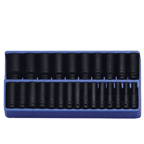 [GENIUS TOOLS] 25 Piece 1/2″ Dr. Metric Deep Impact Socket Set Cr-Mo DI-425M | 200-8653