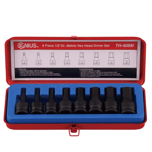 [GENIUS TOOLS] 8 Piece 1/2″ Dr. Metric Hex Head Driver Set TH-408M  | 200-7706