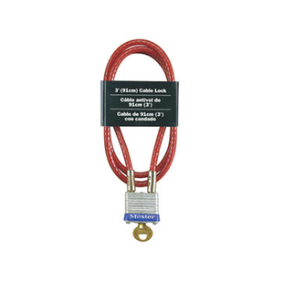 MASTER LOCK Model No. 719D  3ft (91cm) Long x 3/16in (5mm) Diameter Cable with Integrated Laminated Steel Padlock