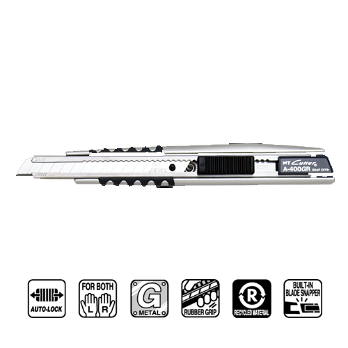 NT CUTTER Breakaway-Blade Utility Knives Metal & Rubber A Black "A-400GRP(BK)"