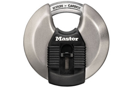 MASTER LOCK Model No. M50XD  3-1/8in (79mm) Wide Magnum® Stainless Steel Discus Padlock with Shrouded Shackle