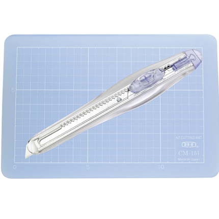 NT CUTTER Breakaway-Blade Utility Knives, Streamlined A & Mini Cutting Mat Blue "SET-AM350P(B)"