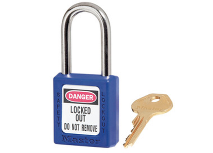 MASTER LOCK Model No. 410BLU  Blue Zenex™ Thermoplastic Safety Padlock, 1-1/2in (38mm) Wide with 1-1/2in (38mm) Shackle