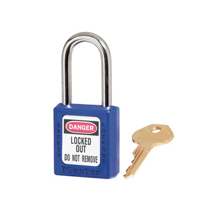 MASTER LOCK Model No. 410BLU  Blue Zenex™ Thermoplastic Safety Padlock, 1-1/2in (38mm) Wide with 1-1/2in (38mm) Shackle