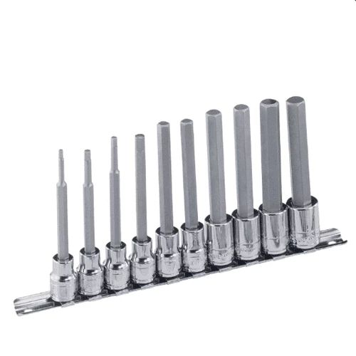 [GENIUS TOOLS] 10 Piece 3/8″ Dr. Metric Hex Bit Socket Set (Long) BS-310HML | 200-7609